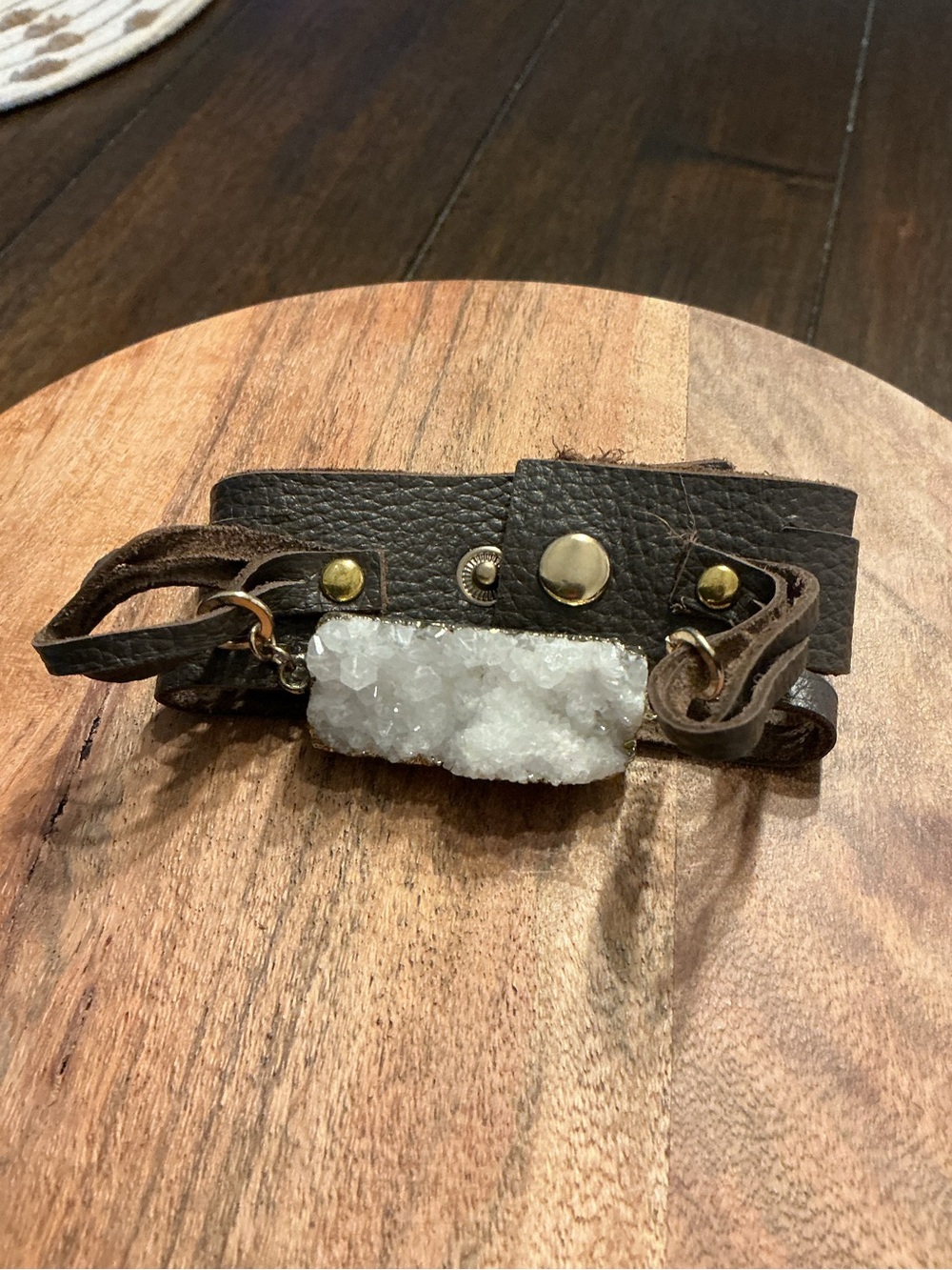 ✨ **Boho Leather & Druzy-Style Crystal Wrap Bracelet** ✨